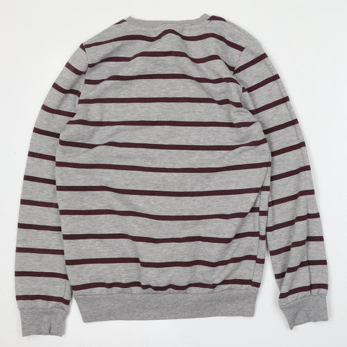 Primark Womens Grey Striped Polyester Pullover Sweatshirt Size 4
