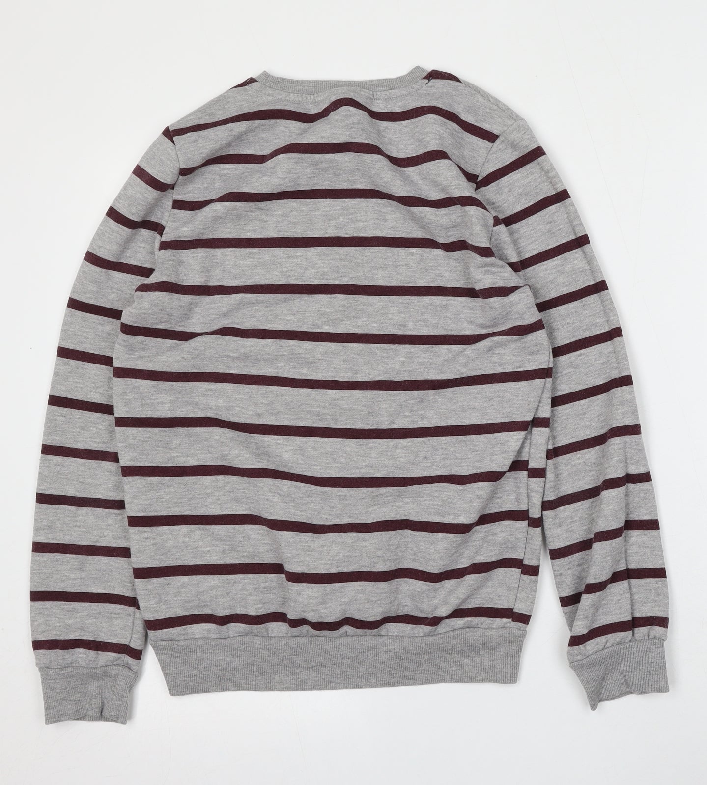 Primark Womens Grey Striped Polyester Pullover Sweatshirt Size 4