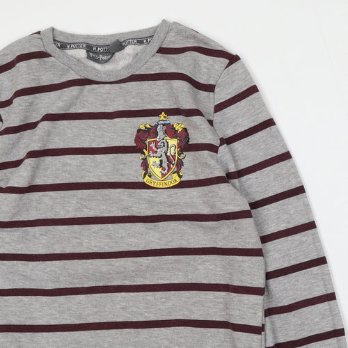 Primark Womens Grey Striped Polyester Pullover Sweatshirt Size 4