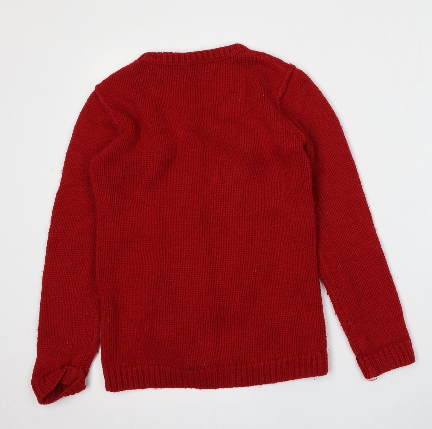 Matalan Girls Red Round Neck  Acrylic Pullover Jumper Size 10-11 Years