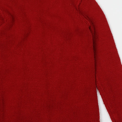 Matalan Girls Red Round Neck  Acrylic Pullover Jumper Size 10-11 Years