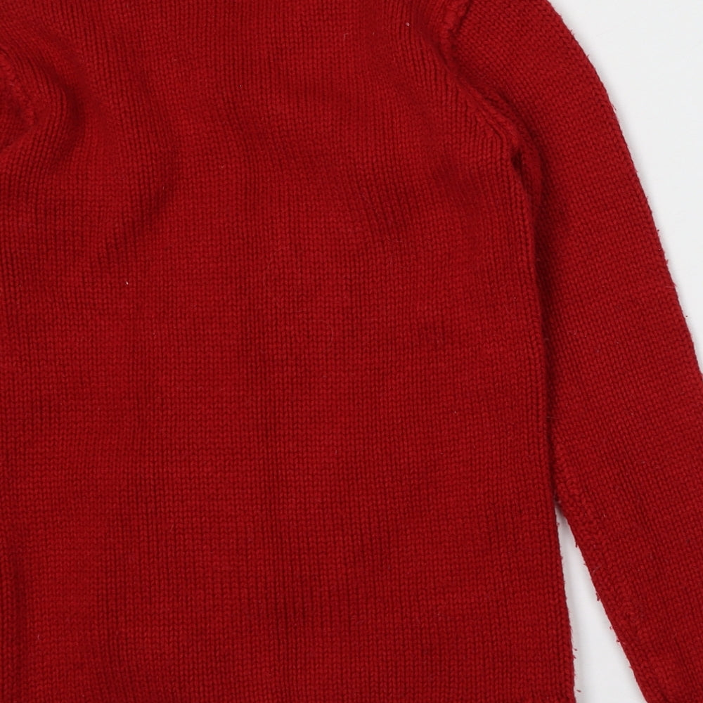 Matalan Girls Red Round Neck  Acrylic Pullover Jumper Size 10-11 Years