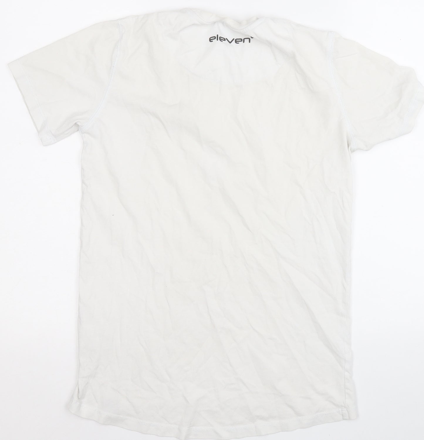 11 degrees Mens White  Cotton  T-Shirt Size S Round Neck