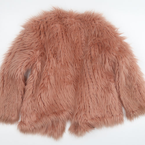 River Island Womens Pink Geometric  Jacket Coatigan Size 10