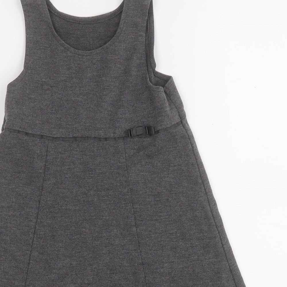 George Girls Grey  Polyester Fit & Flare  Size 5-6 Years  Round Neck