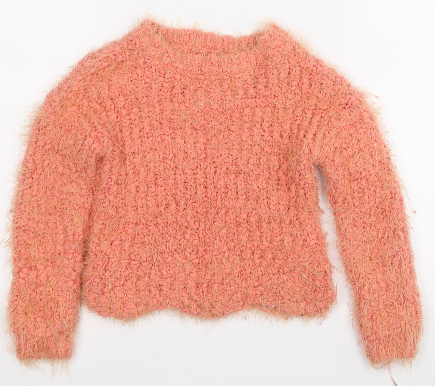 Dunnes Girls Orange Round Neck  Polyester Pullover Jumper Size 5 Years