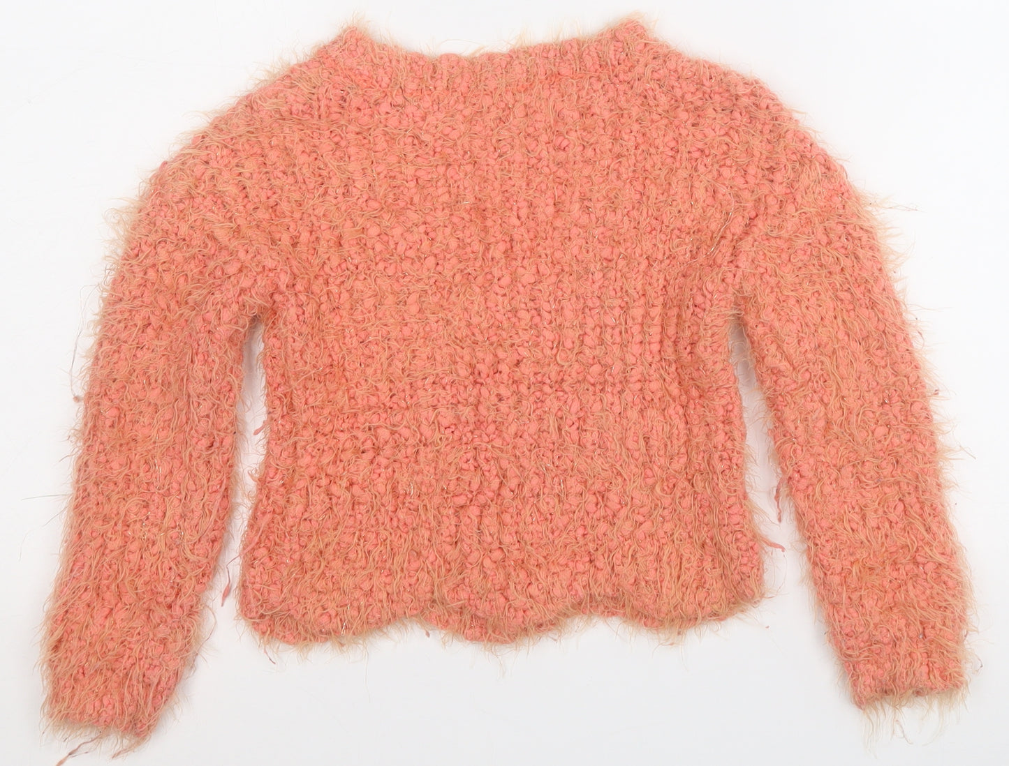 Dunnes Girls Orange Round Neck  Polyester Pullover Jumper Size 5 Years