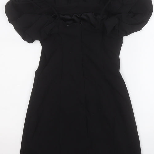 Stradivarius Womens Black  Cotton A-Line  Size S  Round Neck