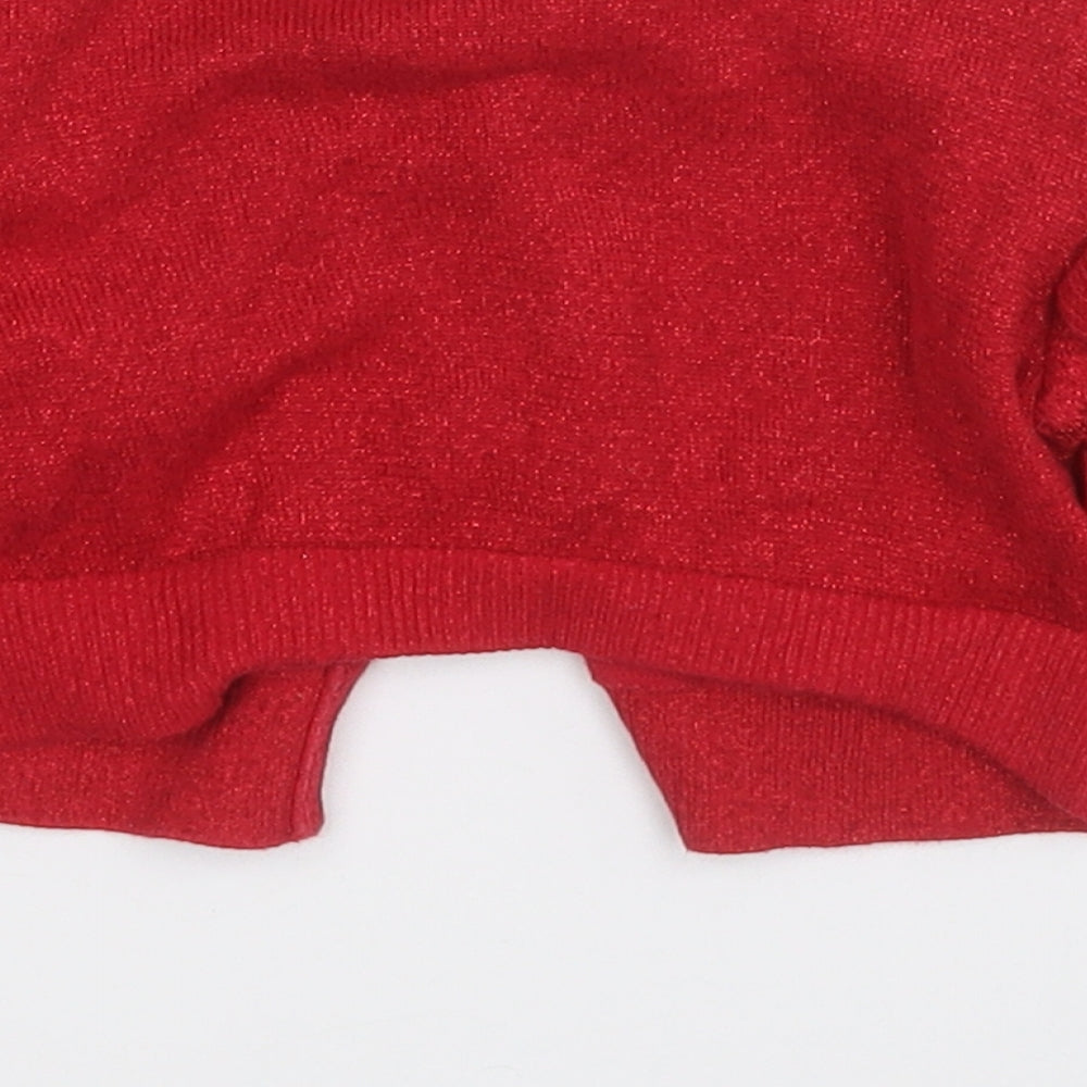 Dunnes Girls Red Round Neck Geometric Cotton Cardigan Jumper Size 4 Years