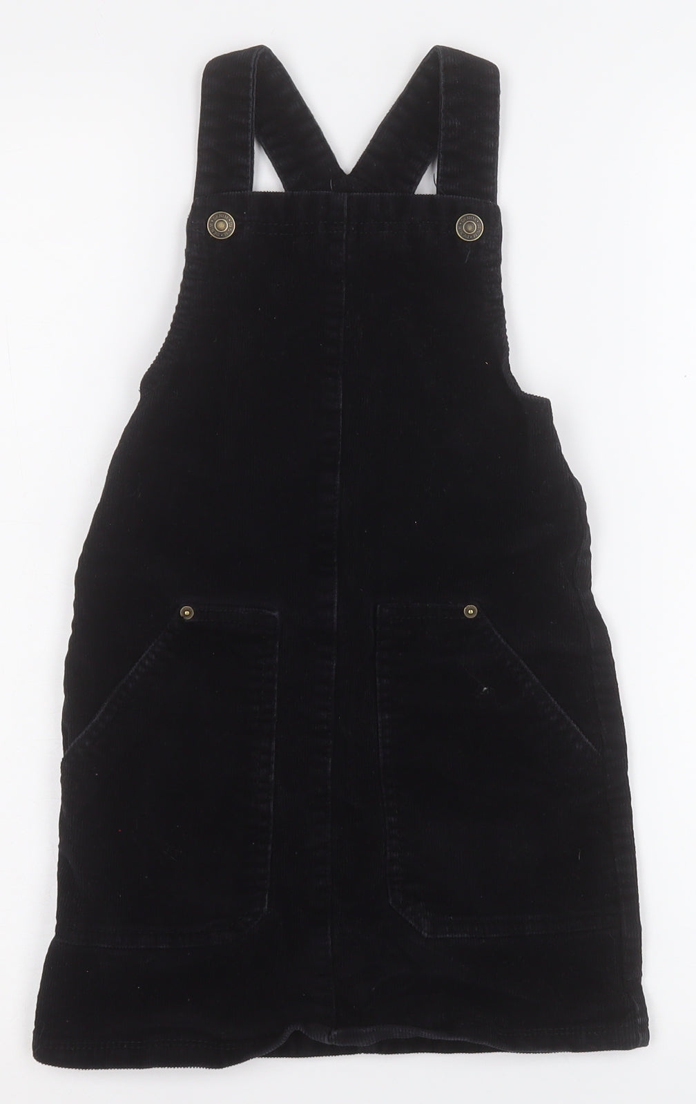 George Girls Black  Cotton Pinafore/Dungaree Dress  Size 6-7 Years  Round Neck