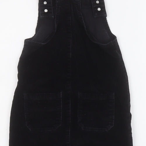 George Girls Black  Cotton Pinafore/Dungaree Dress  Size 6-7 Years  Round Neck