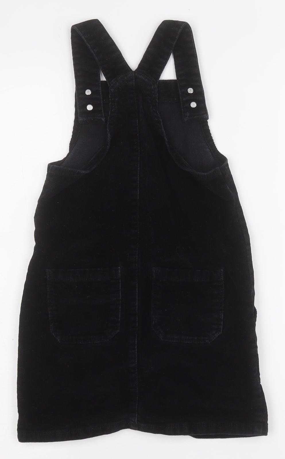 George Girls Black  Cotton Pinafore/Dungaree Dress  Size 6-7 Years  Round Neck