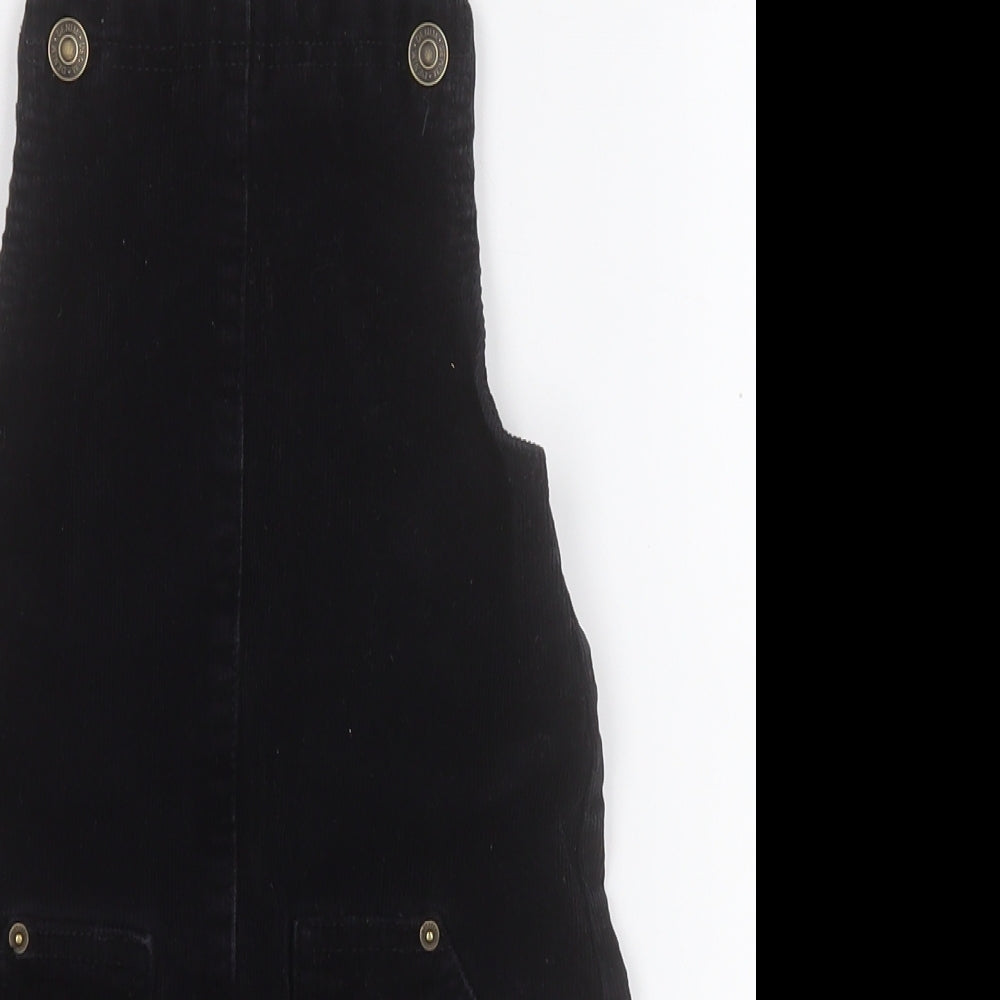 George Girls Black  Cotton Pinafore/Dungaree Dress  Size 6-7 Years  Round Neck