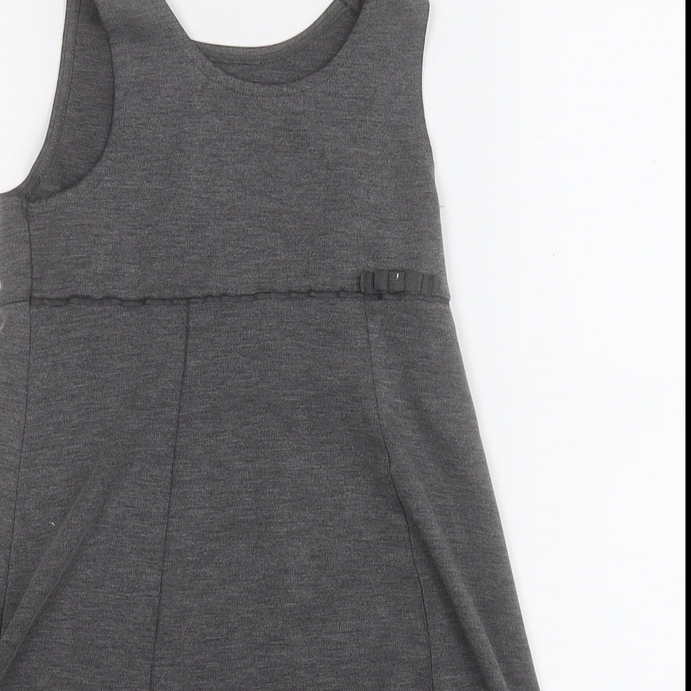 George Girls Grey  Polyester Fit & Flare  Size 5-6 Years  Round Neck