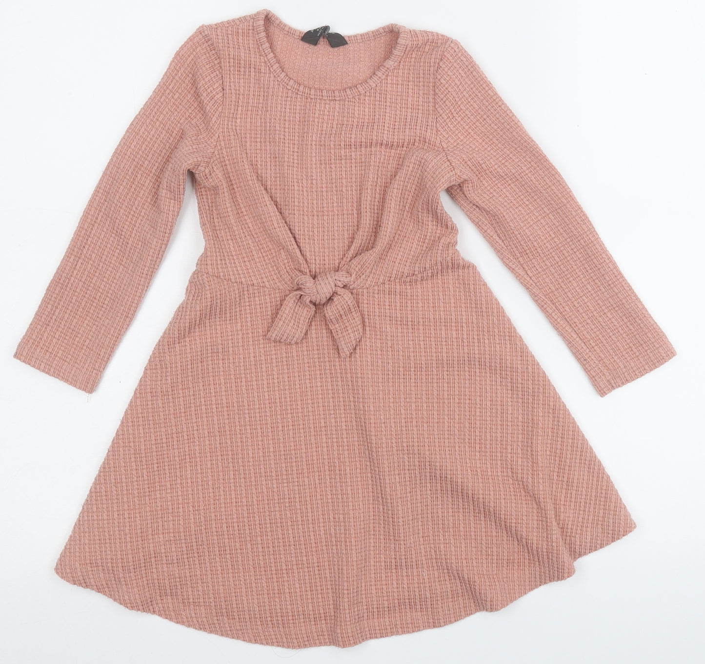 Primark Girls Pink Geometric Polyester Fit & Flare  Size 5-6 Years  Round Neck