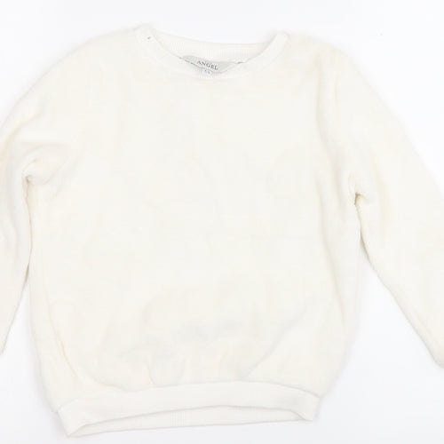 Angel  Girls White Geometric Polyester Top Pyjama Top Size 4-5 Years   - Love Heart