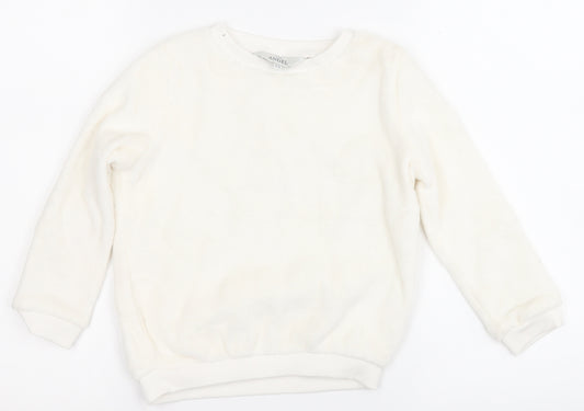 Angel  Girls White Geometric Polyester Top Pyjama Top Size 4-5 Years   - Love Heart