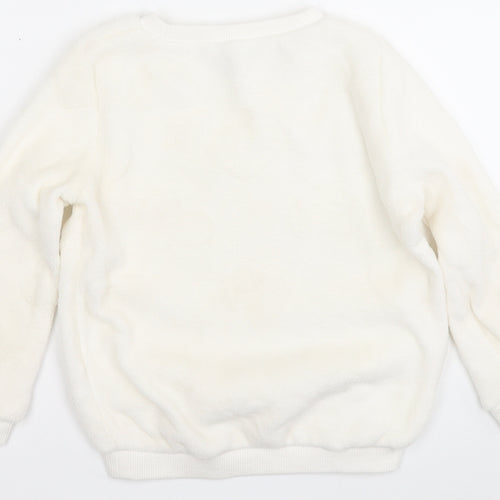 Angel  Girls White Geometric Polyester Top Pyjama Top Size 4-5 Years   - Love Heart