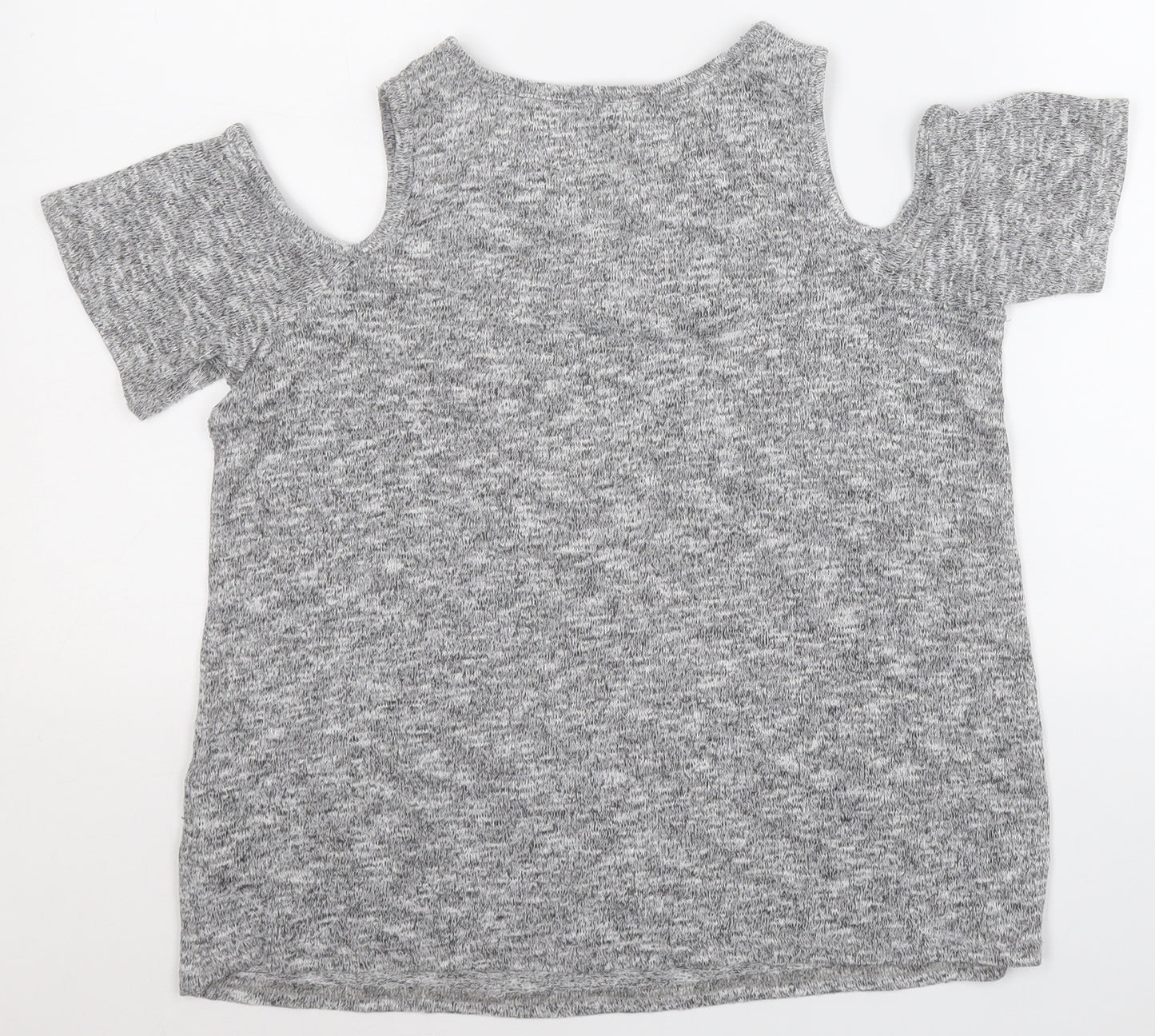 New Look Womens Grey  Polyester Basic T-Shirt Size 6 Round Neck
