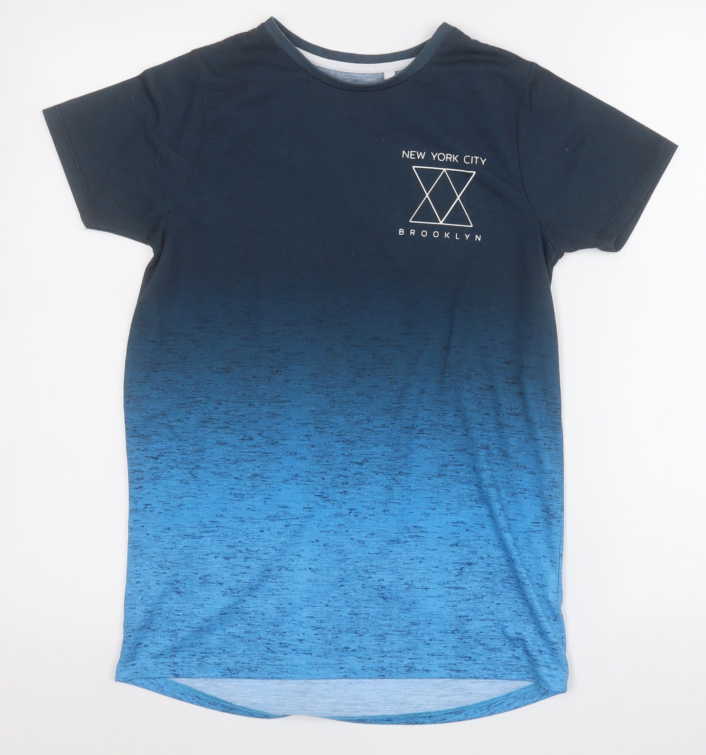 Primark Boys Blue  Polyester Basic T-Shirt Size 11-12 Years Round Neck  - New York City