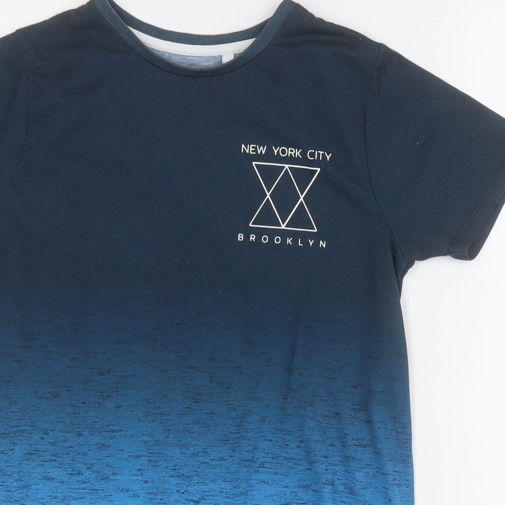 Primark Boys Blue  Polyester Basic T-Shirt Size 11-12 Years Round Neck  - New York City