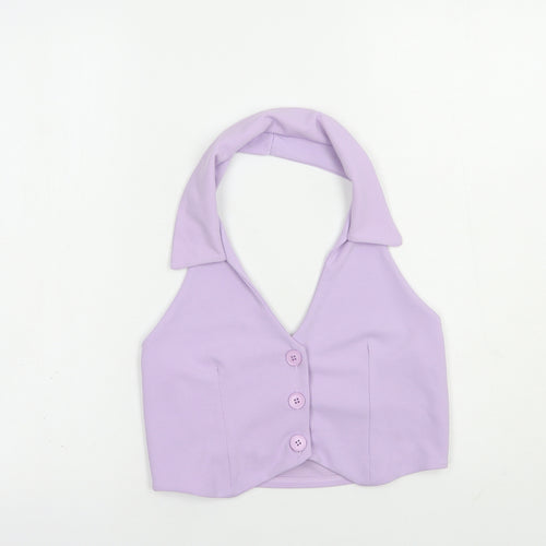 Missguided Womens Purple  Polyester Cropped Tank Size 4 V-Neck
