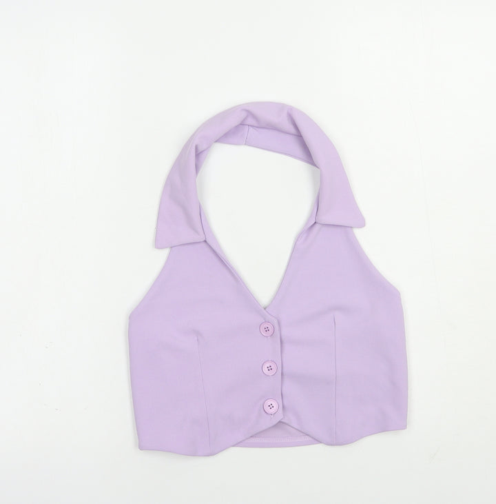 Missguided Womens Purple  Polyester Cropped Tank Size 4 V-Neck