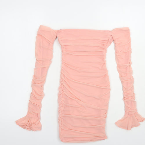 Oh Polly Womens Pink  Nylon Bodycon  Size 4  Off the Shoulder Pullover