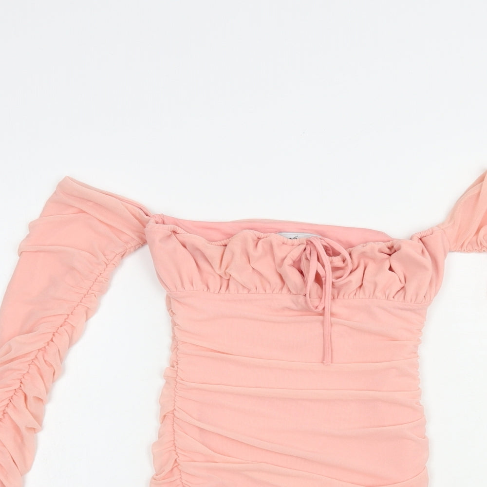 Oh Polly Womens Pink  Nylon Bodycon  Size 4  Off the Shoulder Pullover