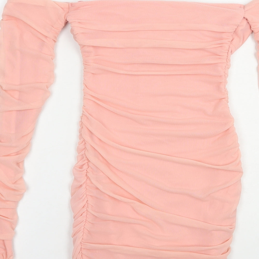 Oh Polly Womens Pink  Nylon Bodycon  Size 4  Off the Shoulder Pullover