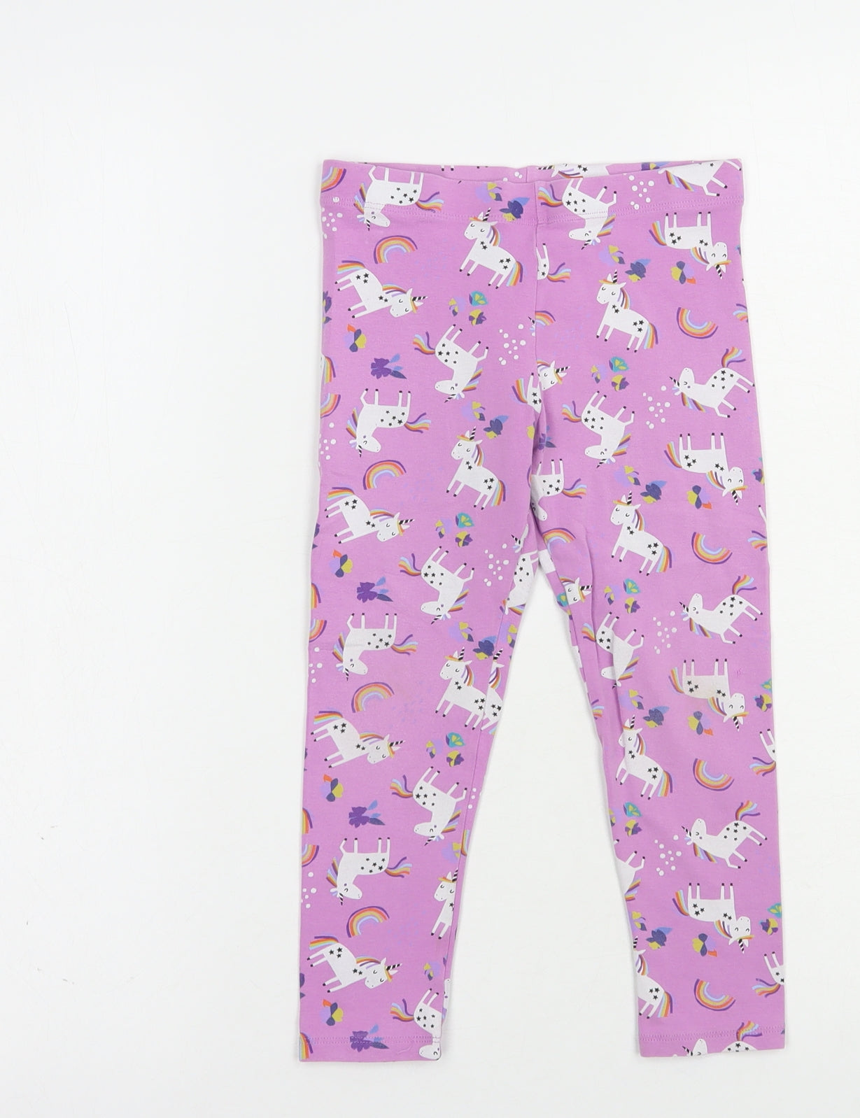 NEXT Girls Purple Geometric Cotton Jogger Trousers Size 5 Years  Regular  - Unicorn Print Leggings
