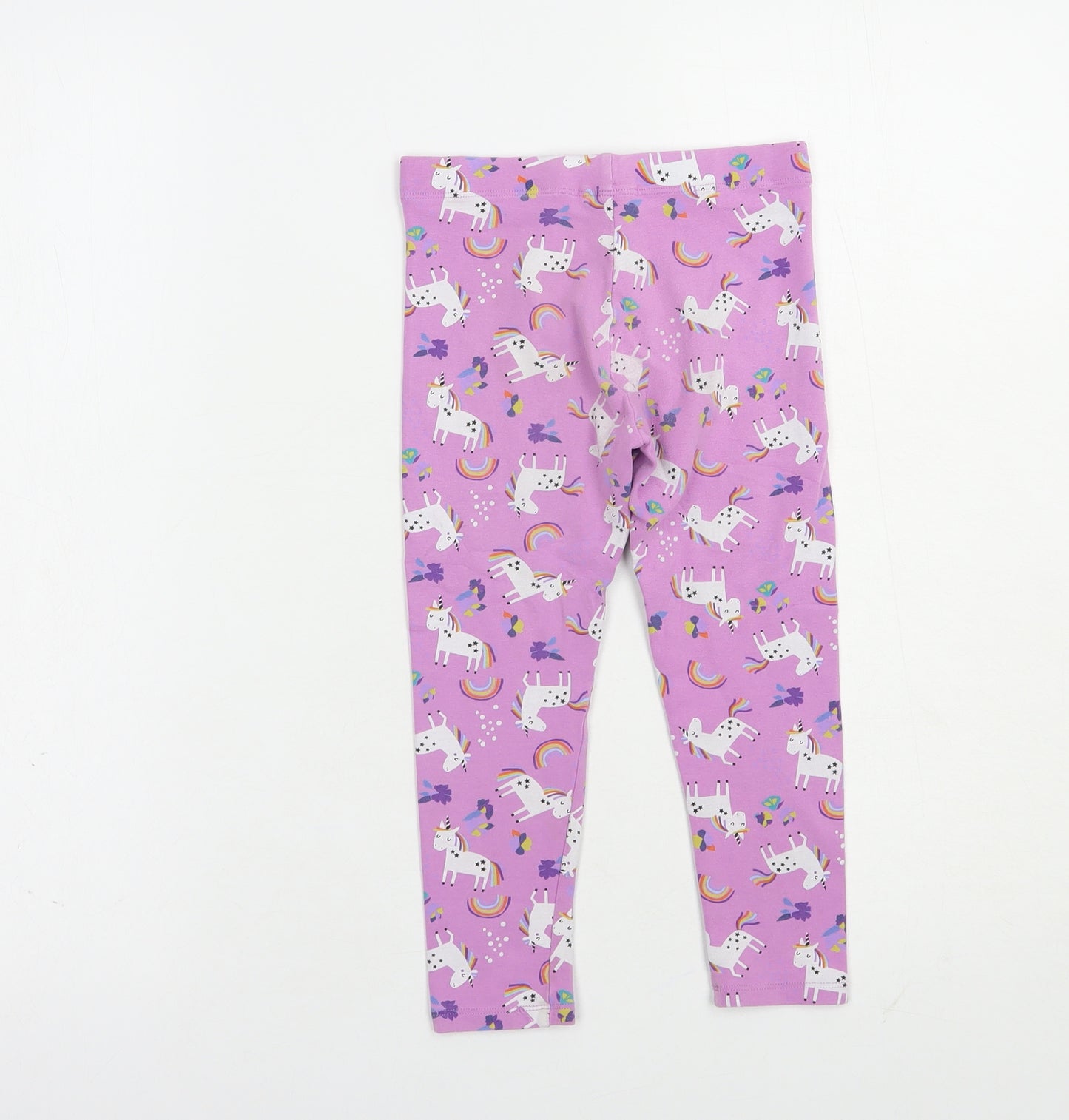NEXT Girls Purple Geometric Cotton Jogger Trousers Size 5 Years  Regular  - Unicorn Print Leggings