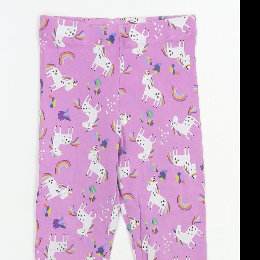 NEXT Girls Purple Geometric Cotton Jogger Trousers Size 5 Years  Regular  - Unicorn Print Leggings