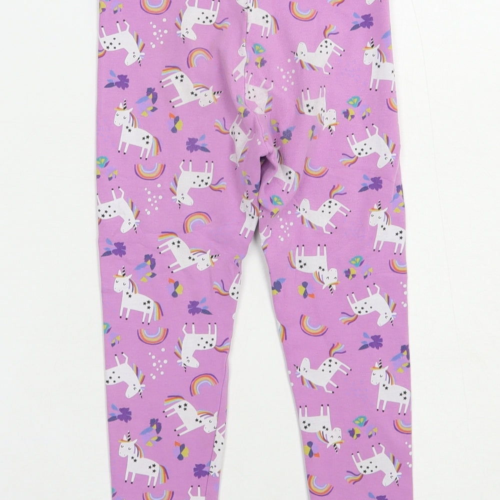 NEXT Girls Purple Geometric Cotton Jogger Trousers Size 5 Years  Regular  - Unicorn Print Leggings
