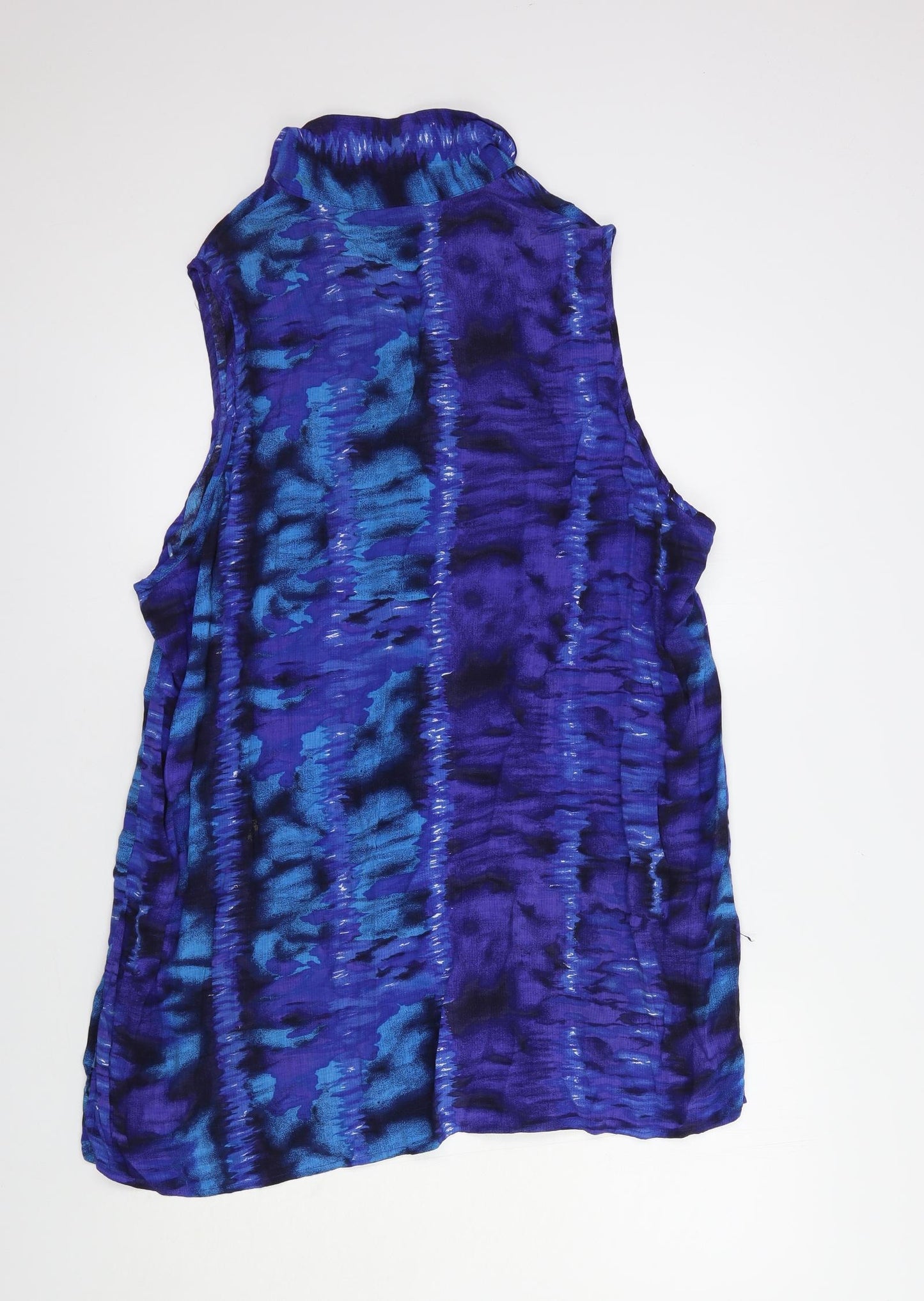 essence Womens Blue Geometric Viscose Tunic Button-Up Size 20 Collared