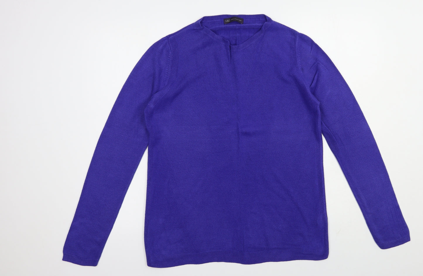 Marks and Spencer Womens Purple Crew Neck  Acrylic Pullover Jumper Size 16