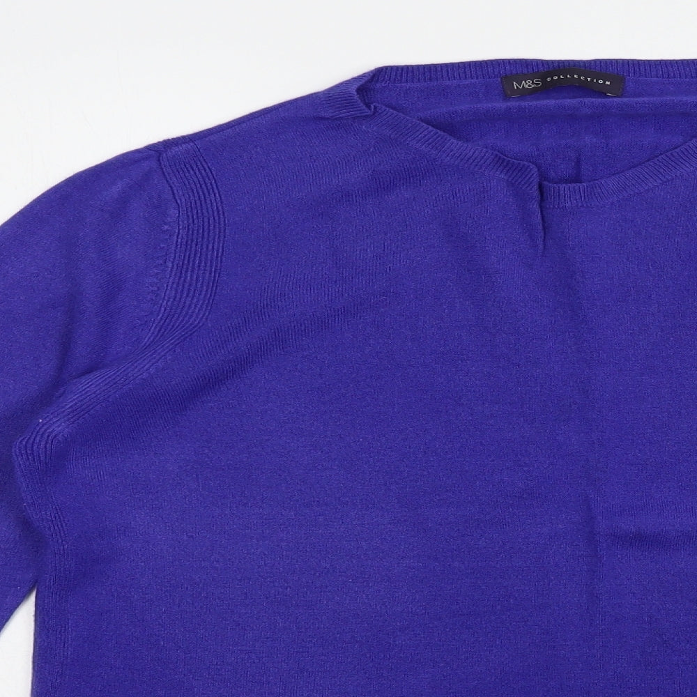 Marks and Spencer Womens Purple Crew Neck  Acrylic Pullover Jumper Size 16