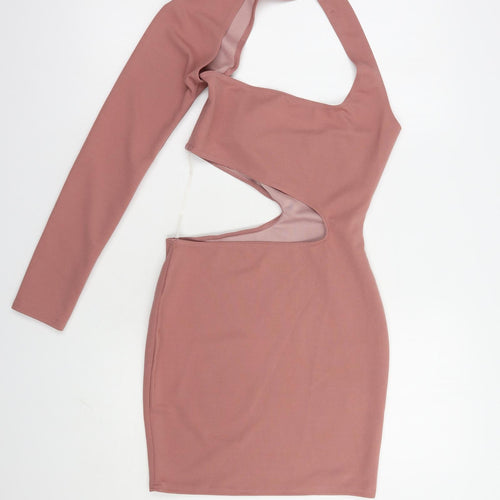 Ayanapa Womens Pink  Polyester Bodycon  Size S  One Shoulder Pullover