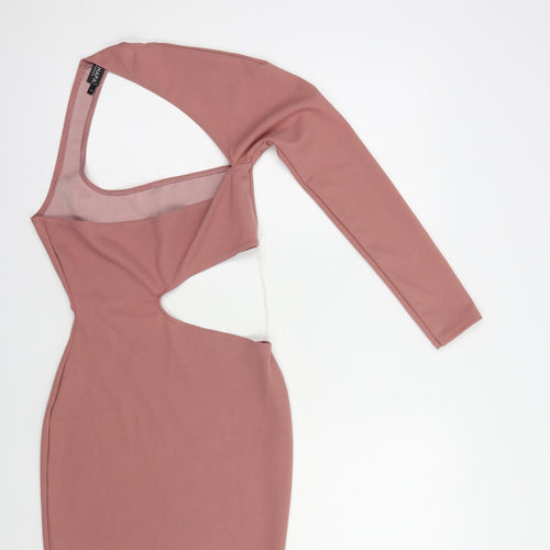 Ayanapa Womens Pink  Polyester Bodycon  Size S  One Shoulder Pullover