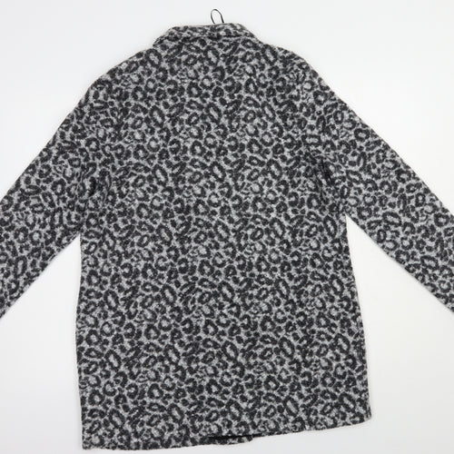 Dunnes Stores Womens Grey Animal Print  Jacket Coatigan Size M  Button