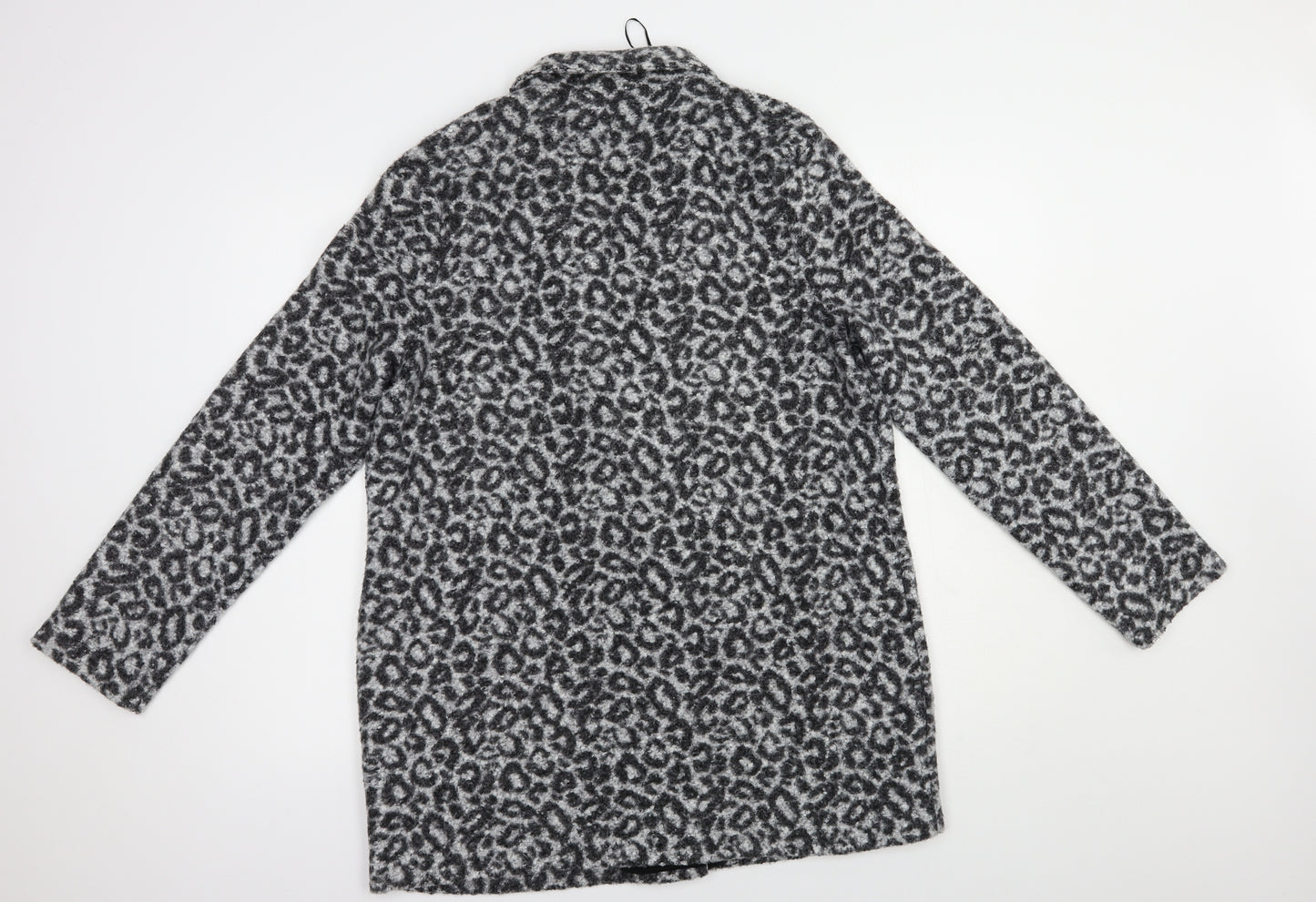 Dunnes Stores Womens Grey Animal Print  Jacket Coatigan Size M  Button