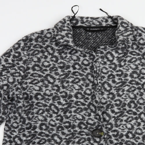 Dunnes Stores Womens Grey Animal Print  Jacket Coatigan Size M  Button