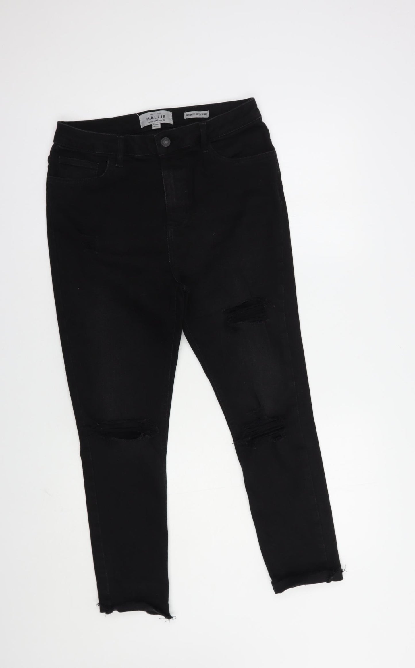 New Look Womens Black  Cotton Skinny Jeans Size 14 L27 in Regular Button
