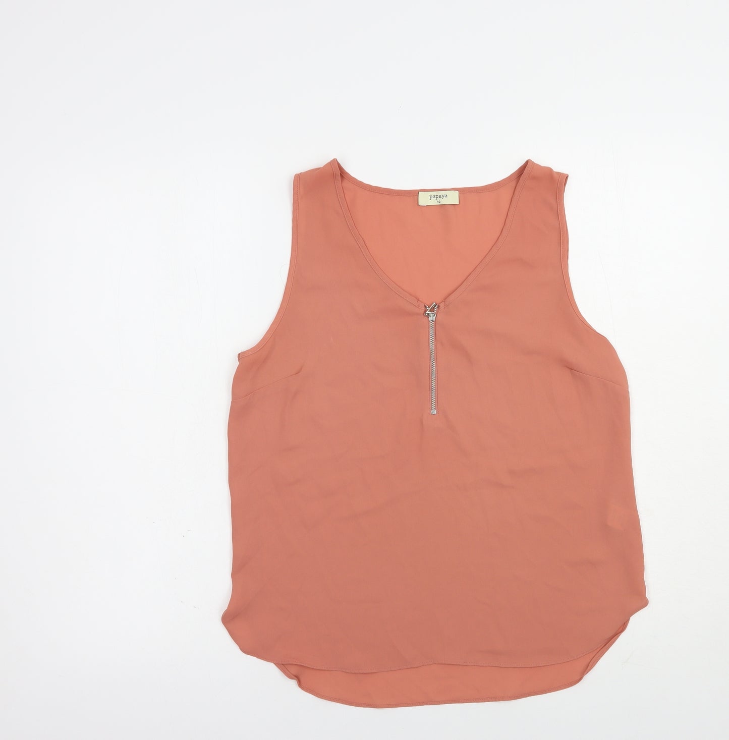 Papaya Womens Pink  Polyester Basic Blouse Size 10 V-Neck