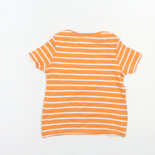 F&F Girls Orange Striped Cotton Pullover T-Shirt Size 2-3 Years Crew Neck Pullover - Cute Wild Cats