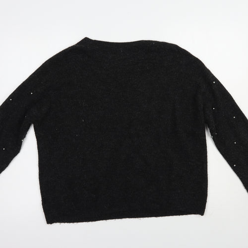 H&M Womens Grey Boat Neck  Acrylic Pullover Jumper Size S