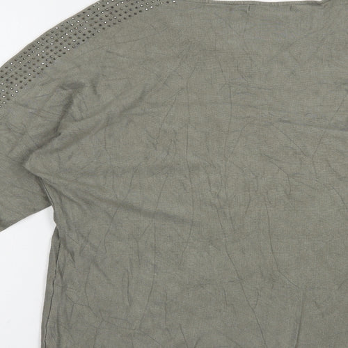 TU Womens Green Boat Neck  Viscose Pullover Jumper Size L