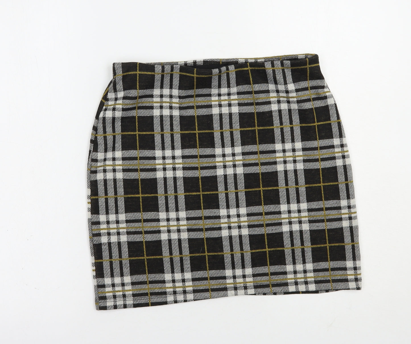 New Look Womens Grey Plaid Polyester Mini Skirt Size 12