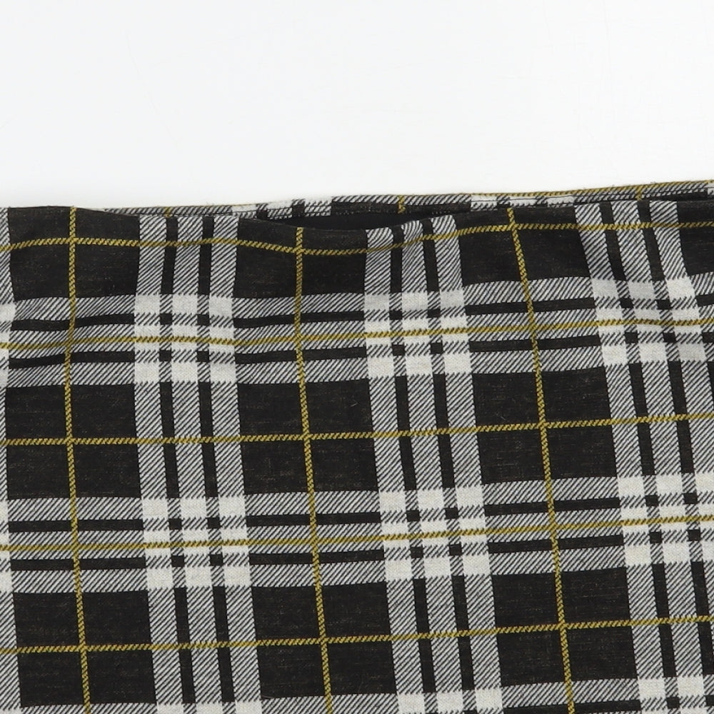 New Look Womens Grey Plaid Polyester Mini Skirt Size 12
