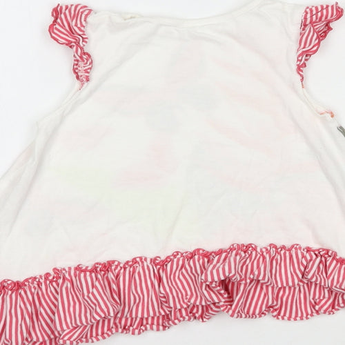 Dunnes Stores Girls White Floral Cotton Pullover Blouse Size 5 Years Crew Neck Pullover